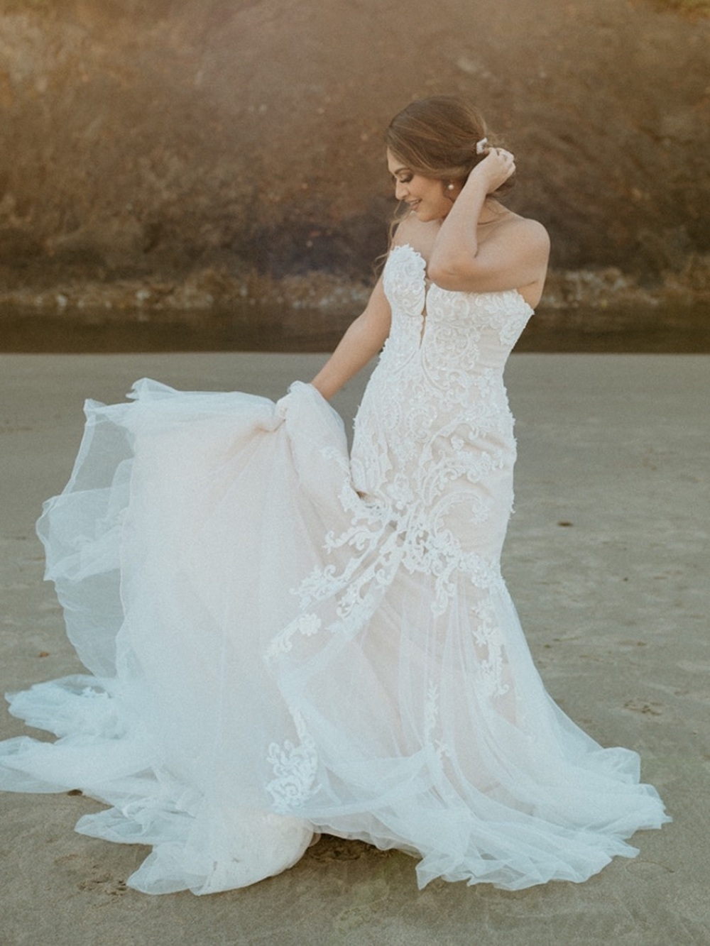 Essence of Australia Strapless Lace Wedding Dress in White